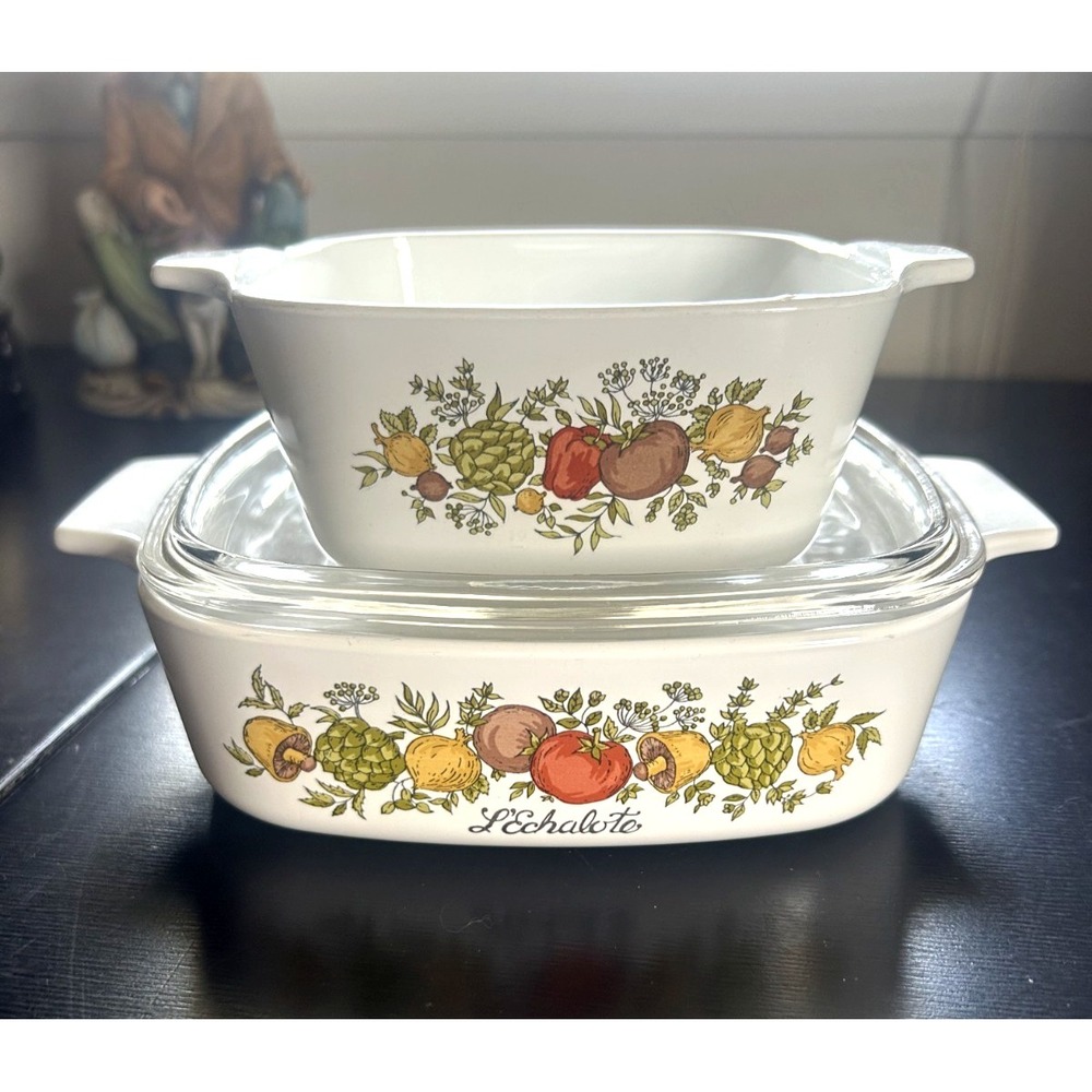 Lot 2 Corning Ware Spice of Life Casseroles A-1-B A-2 Large Lid Included